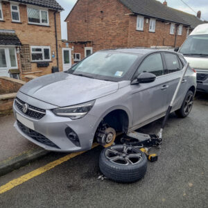 A slow puncture being fixed in Hertfordshire