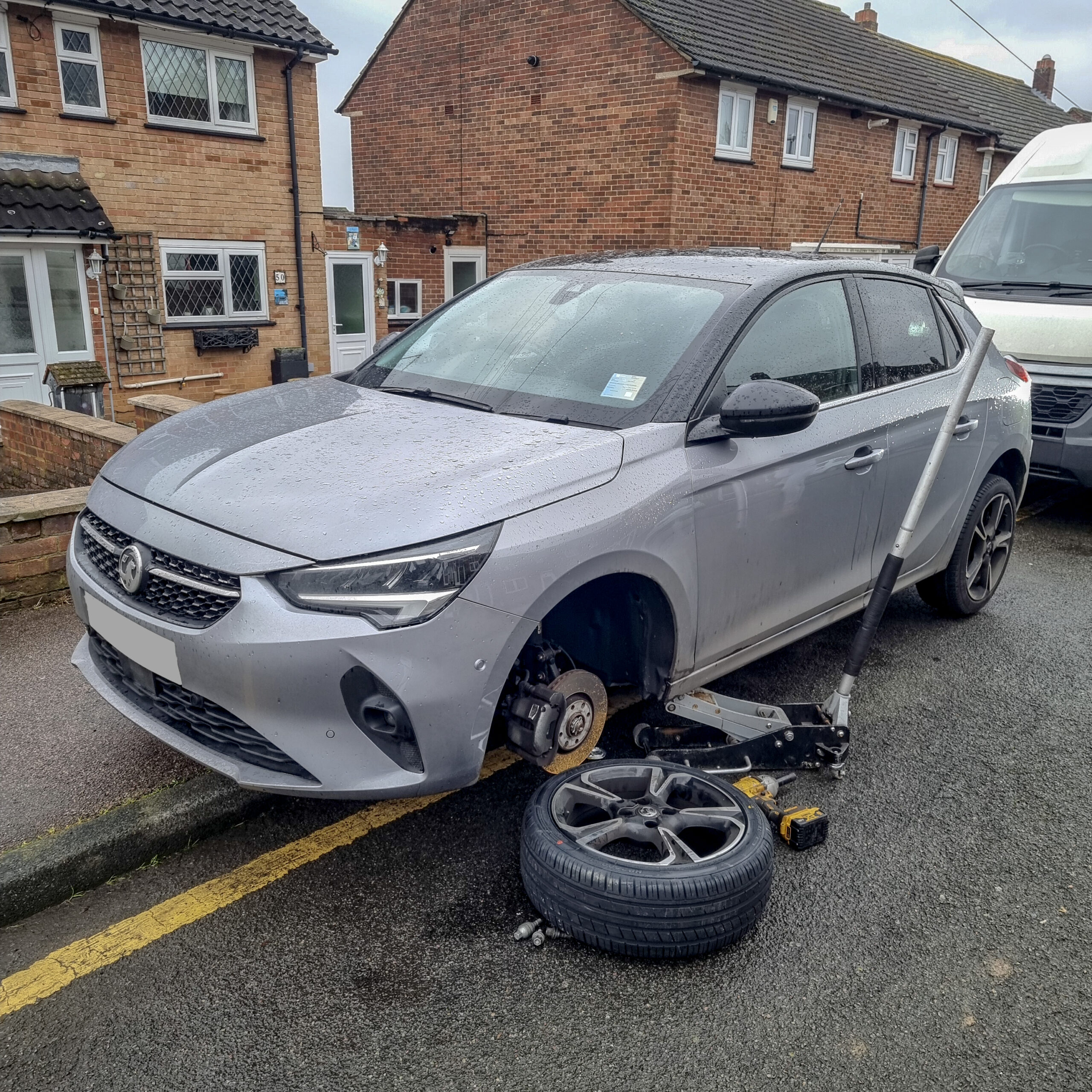 A slow puncture being fixed in Hertfordshire